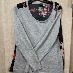 Madison Gray Sweater with Floral Accents